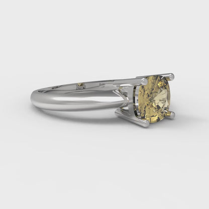 1 cttw Zirconia Simulated Yellow Diamond Solitaire  Engagement Ring - Solid White Gold (VVS1, Cushion Cut,6mm)