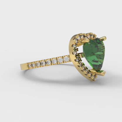 2.285 cttw Simulated Emerald Hidden Halo Engagement Ring - Solid Gold (Heart Cut,8mm)