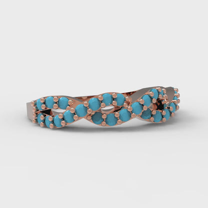0.495 cttw Simulated Turquoise Round Cut Rose Gold Eternity Wedding Band
