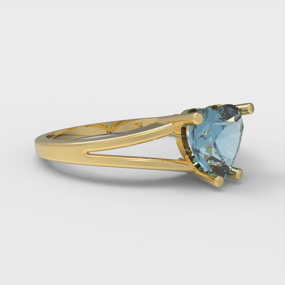 1 cttw Natural Sky Blue Topaz Solitaire  Engagement Ring - Solid Gold (Heart Cut,6.5mm)