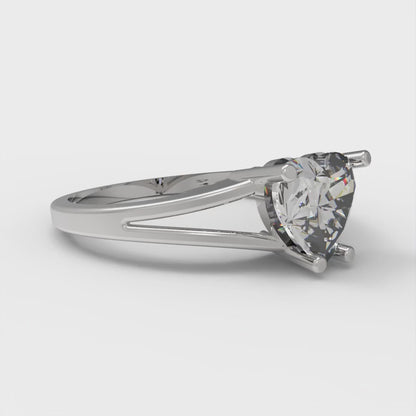 1 cttw Certified Moissanite Solitaire  Engagement Ring - Solid Gold (VVS1, D-F,Heart Cut,6.5mm)