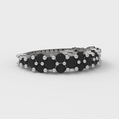 0.98 cttw Natural Onyx Round Cut White Gold Eternity Wedding Band