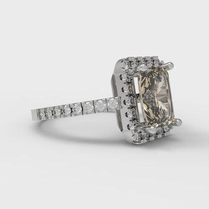 1.86 cttw Natural Morganite Hidden Halo Engagement Ring - Solid Gold (Emerald Cut,7.5x5.5mm)