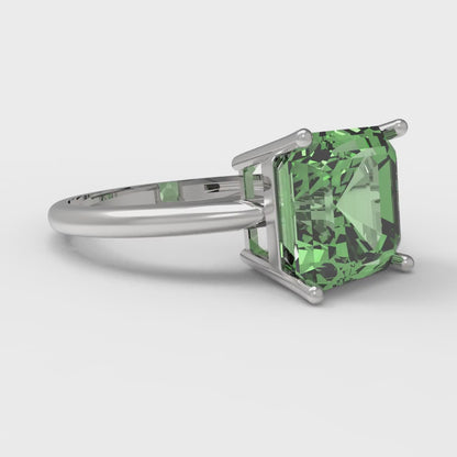 2.5 cttw Zirconia Simulated Green Diamond Solitaire  Engagement Ring - Solid White Gold (VVS1, Asscher Cut,8.0mm)