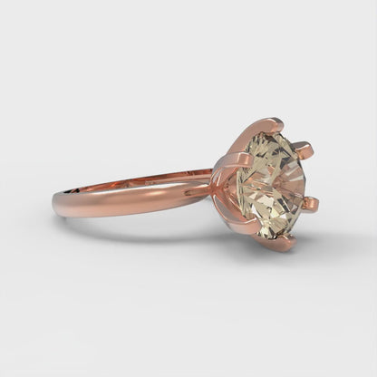 3 cttw Natural Morganite Solitaire  Engagement Ring - Solid Gold (Round Cut,9.0mm)