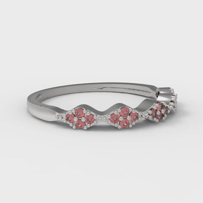 0.1 cttw Simulated Pink Tourmaline Round Cut White Gold Eternity Wedding Band