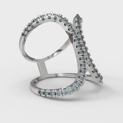 0.5 cttw Natural London Blue Topaz Statement Engagement Ring - Solid White Gold (VVS1, Round Cut,1.3mm)