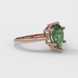 1.5 ct Brilliant Pear Cut Simulated Emerald Stone Rose Gold Solitaire Ring
