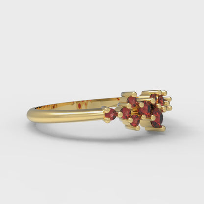 0.17 cttw Natural Garnet Round Cut Yellow Gold Eternity Wedding Band