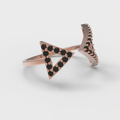 0.2475 cttw Natural Onyx Statement Engagement Ring - Solid Gold (Round Cut,1.2mm)