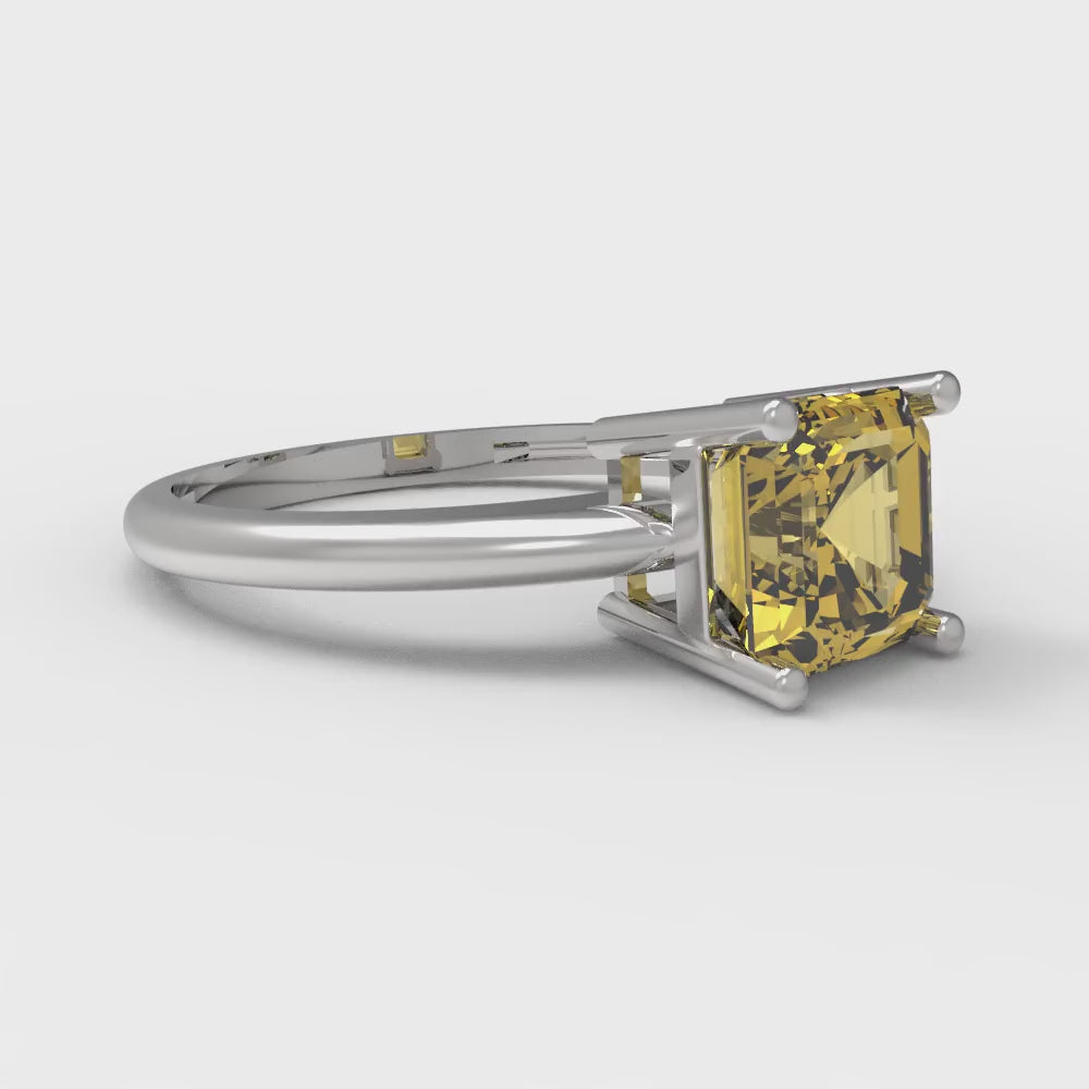 1 cttw Natural Citrine Solitaire  Engagement Ring - Solid Gold (Asscher Cut,6mm)