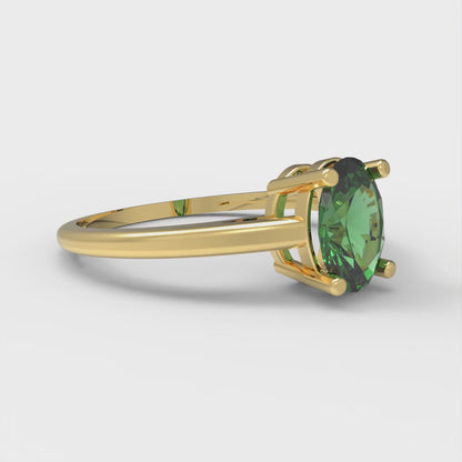 1 cttw Simulated Emerald Solitaire  Engagement Ring - Solid Gold (Oval Cut,7x5mm)