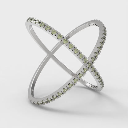 0.245 cttw Natural Peridot Statement Engagement Ring - Solid Gold (Round Cut,1.0mm)