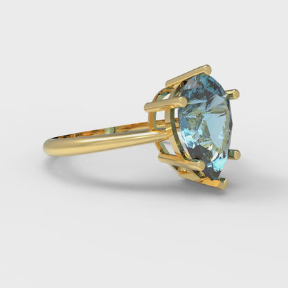 2 cttw Natural Sky Blue Topaz Solitaire  Engagement Ring - Solid Gold (Pear Cut,10x7mm)