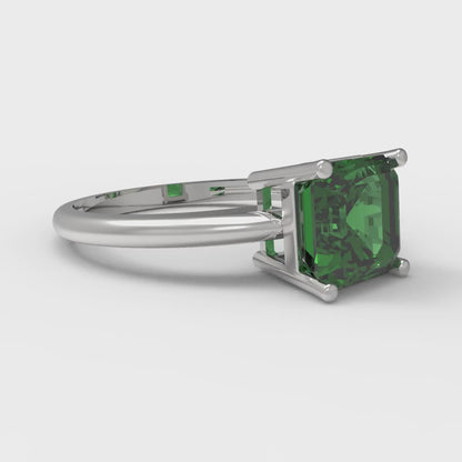 1.5 cttw Simulated Emerald Solitaire  Engagement Ring - Solid Gold (Asscher Cut,6.5mm)