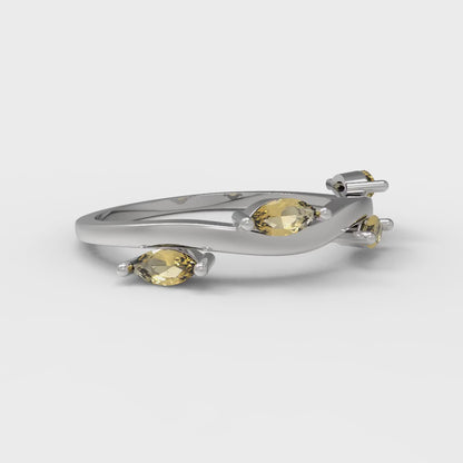 0.4 cttw Natural Citrine Marquise Cut White Gold Eternity Wedding Band
