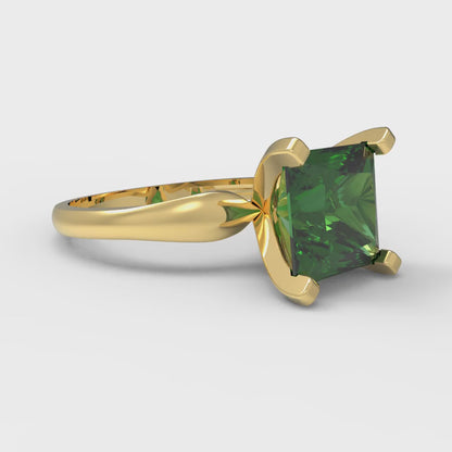 2.5 cttw Simulated Emerald Solitaire  Engagement Ring - Solid Gold (Princess Cut,8.5mm)