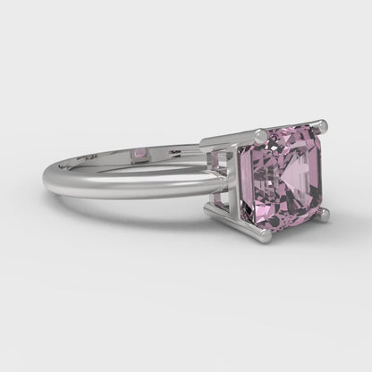 1.5 cttw Zirconia Simulated Pink Diamond Solitaire  Engagement Ring - Solid Gold (VVS1, Asscher Cut,6.5mm)