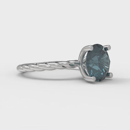 2 cttw Natural London Blue Topaz Solitaire  Engagement Ring - Solid Gold (Round Cut,8.0mm)