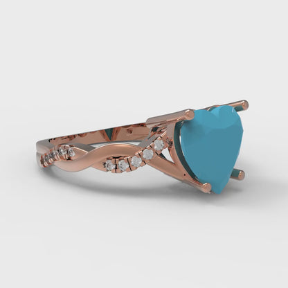 2.1 cttw Simulated Turquoise Solitaire with Zirconia Simulated Diamond Accents Engagement Ring - Solid Gold (Heart Cut,8mm)