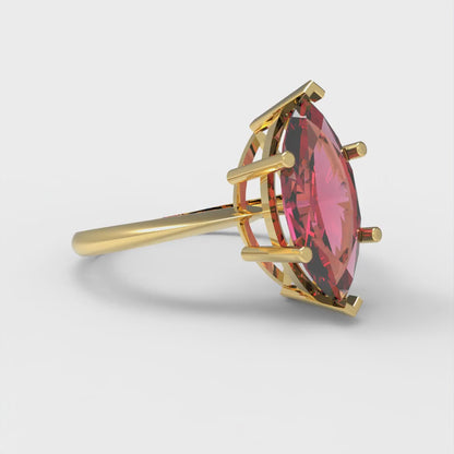 2.5 cttw Simulated Pink Tourmaline Solitaire  Engagement Ring - Solid Gold (Marquise Cut ,13x6.5mm)