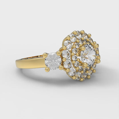 1.4 cttw White Sapphire Hidden Halo Engagement Ring - Solid Gold (Round Cut,5.0mm)