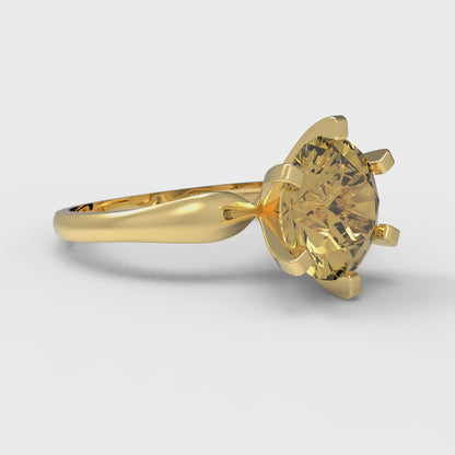 2.5 cttw Zirconia Simulated Yellow Diamond Solitaire  Engagement Ring - Solid Yellow Gold (VVS1, Round Cut,8.5mm)