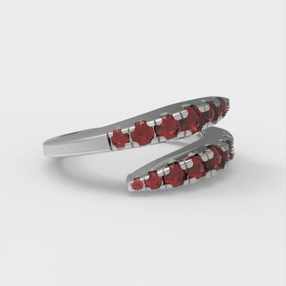 0.235 cttw Natural Garnet Round Cut White Gold Eternity Wedding Band
