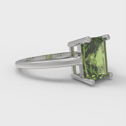 2 cttw Natural Peridot Solitaire  Engagement Ring - Solid Gold (Emerald Cut,8x6mm)