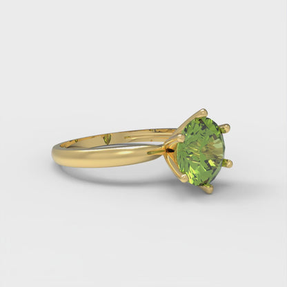 1.5 cttw Natural Peridot Solitaire  Engagement Ring - Solid Gold (Round Cut,7.5mm)