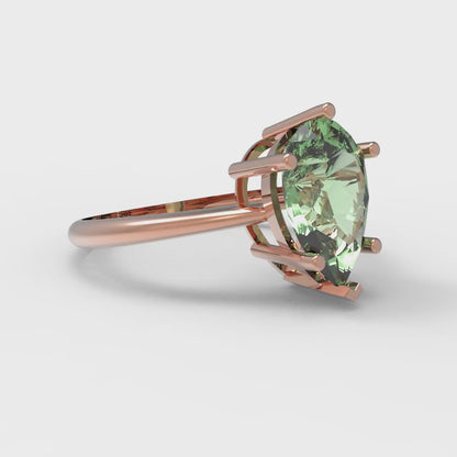 2 cttw Zirconia Simulated Green Diamond Solitaire  Engagement Ring - Solid Gold (VVS1, Pear Cut,10x7mm)