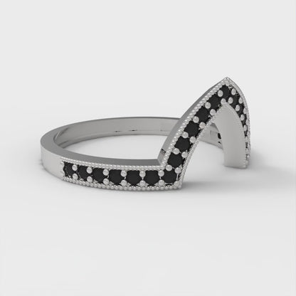 0.1875 cttw Natural Onyx Round Cut White Gold Eternity Wedding Band