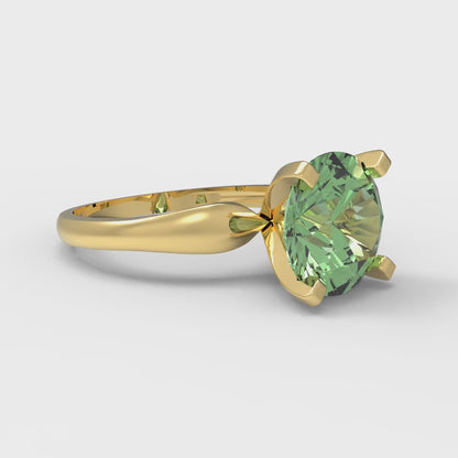2.5 cttw Zirconia Simulated Green Diamond Solitaire  Engagement Ring - Solid Gold (VVS1, Round Cut,8.5mm)