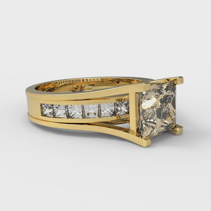 2.28 cttw Princess Cut Natural Morganite Bridal Set - Solid Yellow Gold Engagement Ring & Wedding Band