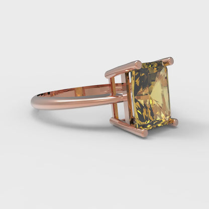 2.5 cttw Natural Citrine Solitaire  Engagement Ring - Solid Gold (Radiant Cut,8.5x6.5mm)