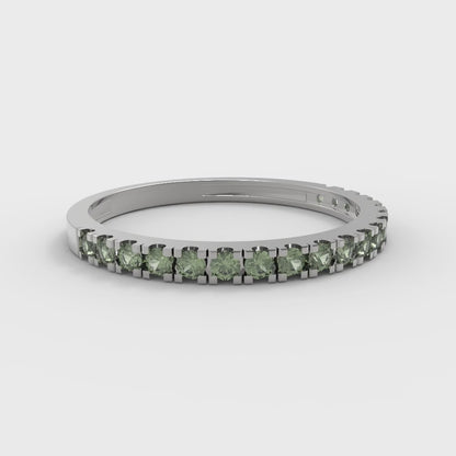 0.285 cttw Natural Peridot Round Cut White Gold Eternity Wedding Band
