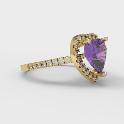 2.285 cttw Simulated Alexandrite Hidden Halo Engagement Ring - Solid Gold (Heart Cut,8mm)