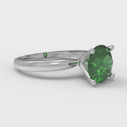 1.5 cttw Simulated Emerald Solitaire  Engagement Ring - Solid Gold (Round Cut,7.5mm)
