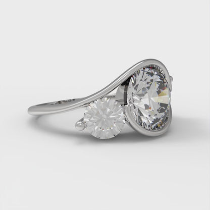 3.5 cttw Moissanite Three-Stone Engagement Ring - Solid White Gold (VVS1, Round Cut,8.0mm)