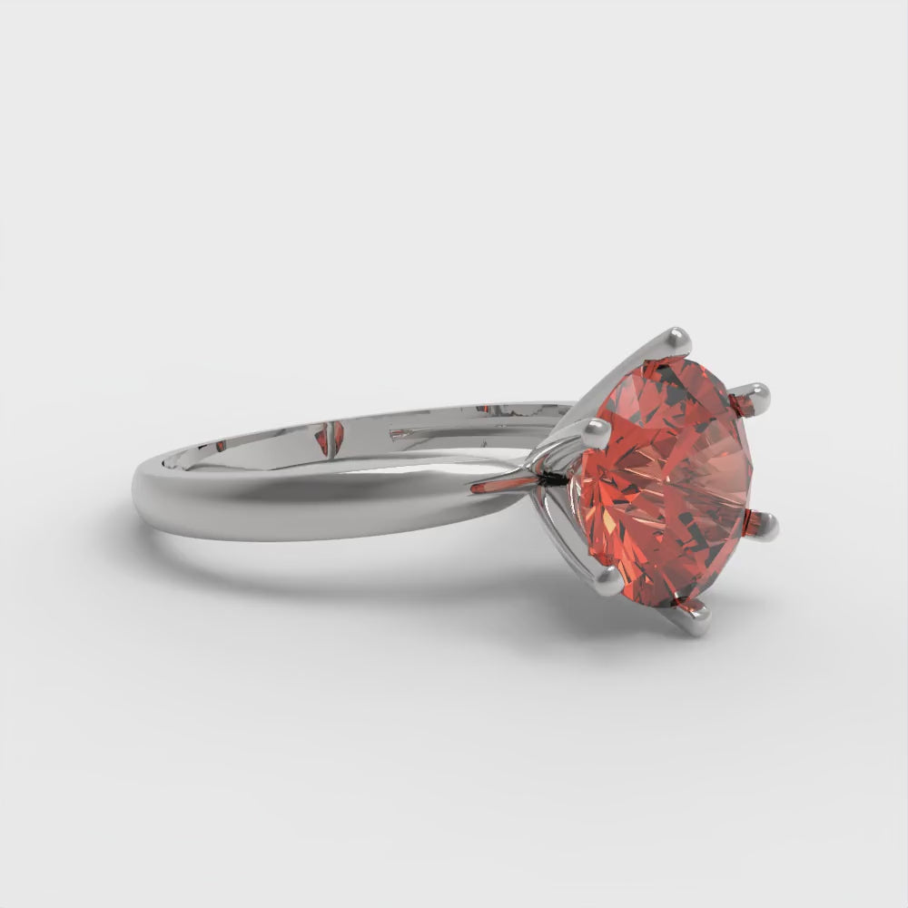 2 cttw Zirconia Simulated Red Diamond Solitaire  Engagement Ring - Solid Gold (VVS1, Round Cut,8.0mm)