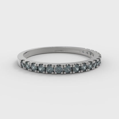 0.285 cttw Natural London Blue Topaz Round Cut White Gold Eternity Wedding Band