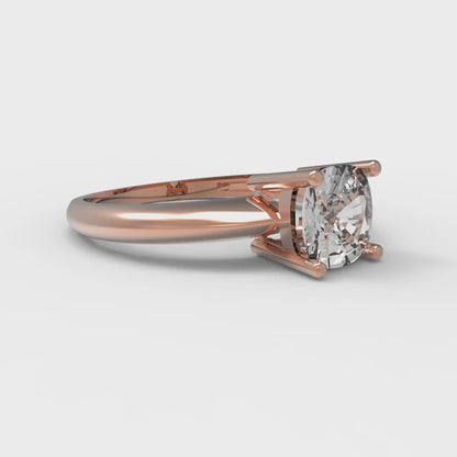 1 cttw Zirconia Simulated Diamond Solitaire  Engagement Ring - Solid Rose Gold (VVS1, Cushion Cut,6mm)