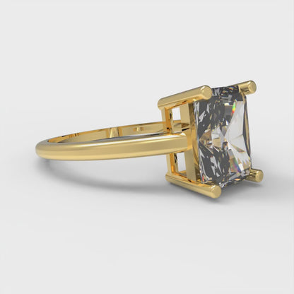 2 cttw Zirconia Simulated Diamond Solitaire  Engagement Ring - Solid Gold (VVS1, Emerald Cut,8x6mm)