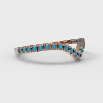 0.1725 cttw Simulated Turquoise Round Cut Rose Gold Eternity Wedding Band
