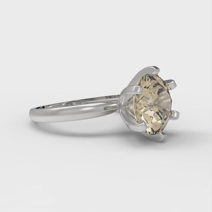 3 cttw Natural Morganite Solitaire  Engagement Ring - Solid Gold (Round Cut,9mm)