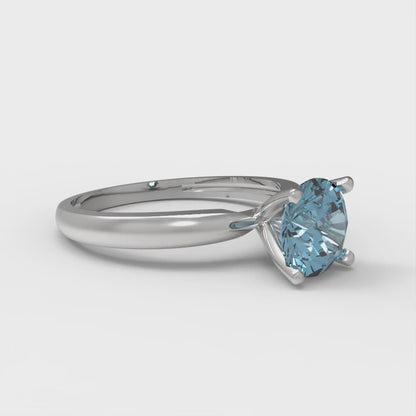 1 cttw Natural Sky Blue Topaz Solitaire  Engagement Ring - Solid Gold (Round Cut,6.5mm)
