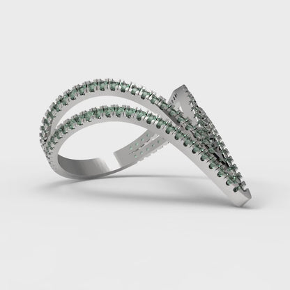 0.525 cttw Simulated Emerald Statement Engagement Ring - Solid Gold (Round Cut,1.0mm)