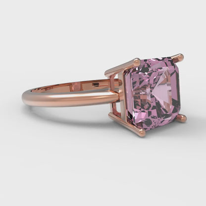 2.5 cttw Zirconia Simulated Pink Diamond Solitaire  Engagement Ring - Solid Rose Gold (VVS1, Asscher Cut,8.0mm)