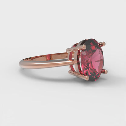 2 cttw Simulated Pink Tourmaline Solitaire  Engagement Ring - Solid Gold (Oval Cut,9x7mm)