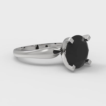 2.5 cttw Natural Onyx Solitaire  Engagement Ring - Solid Gold (Round Cut,8.5mm)